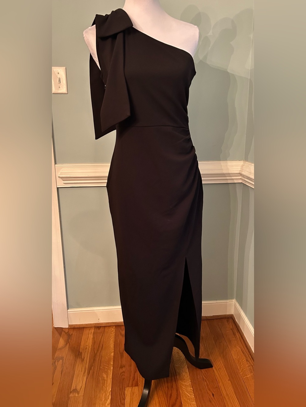 One-Shoulder Black Maxi Dress with Side Slit medium